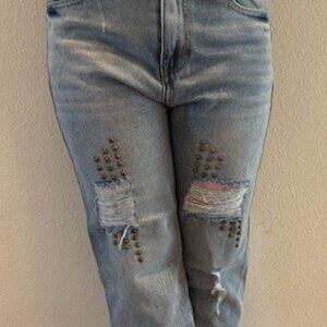 Vocal Self USA Jeans distressed, studded, ripped, torn,cropped size 8 MED Womens